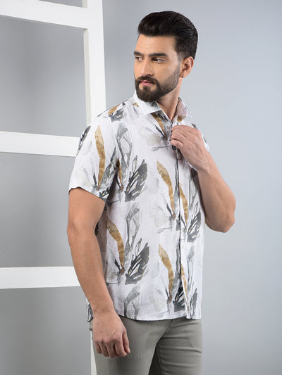 Multi-Color Floral Print Linen Shirt-Men Shirts-Crimsoune Club