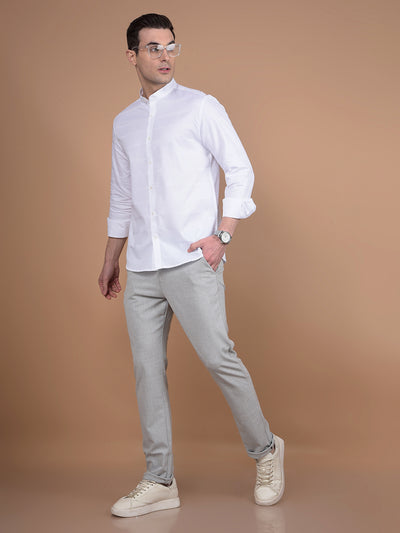 White 100% Cotton Knitted Shirt-Men Shirts-Crimsoune Club