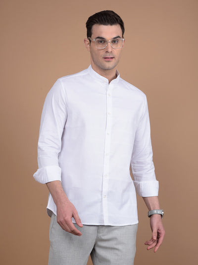 White 100% Cotton Knitted Shirt-Men Shirts-Crimsoune Club