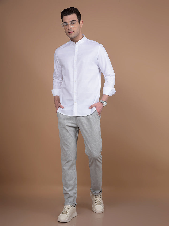 White 100% Cotton Knitted Shirt-Men Shirts-Crimsoune Club