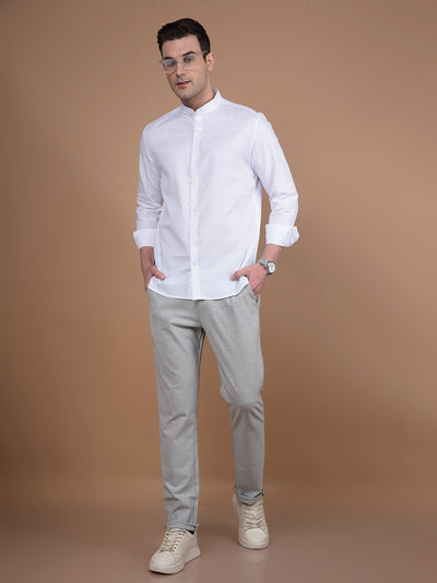 White 100% Cotton Knitted Shirt-Men Shirts-Crimsoune Club