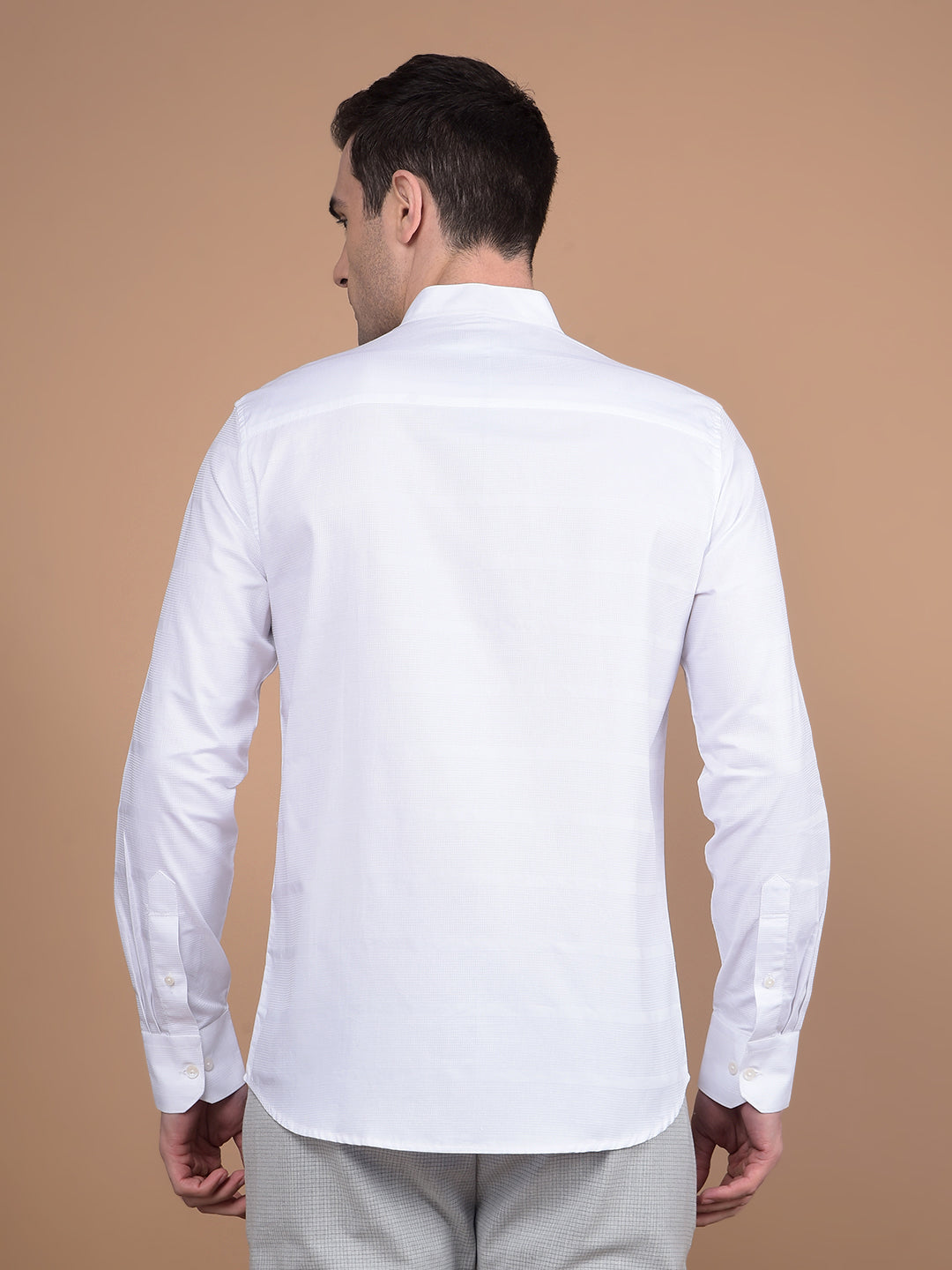 White 100% Cotton Knitted Shirt-Men Shirts-Crimsoune Club