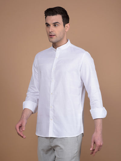White 100% Cotton Knitted Shirt-Men Shirts-Crimsoune Club