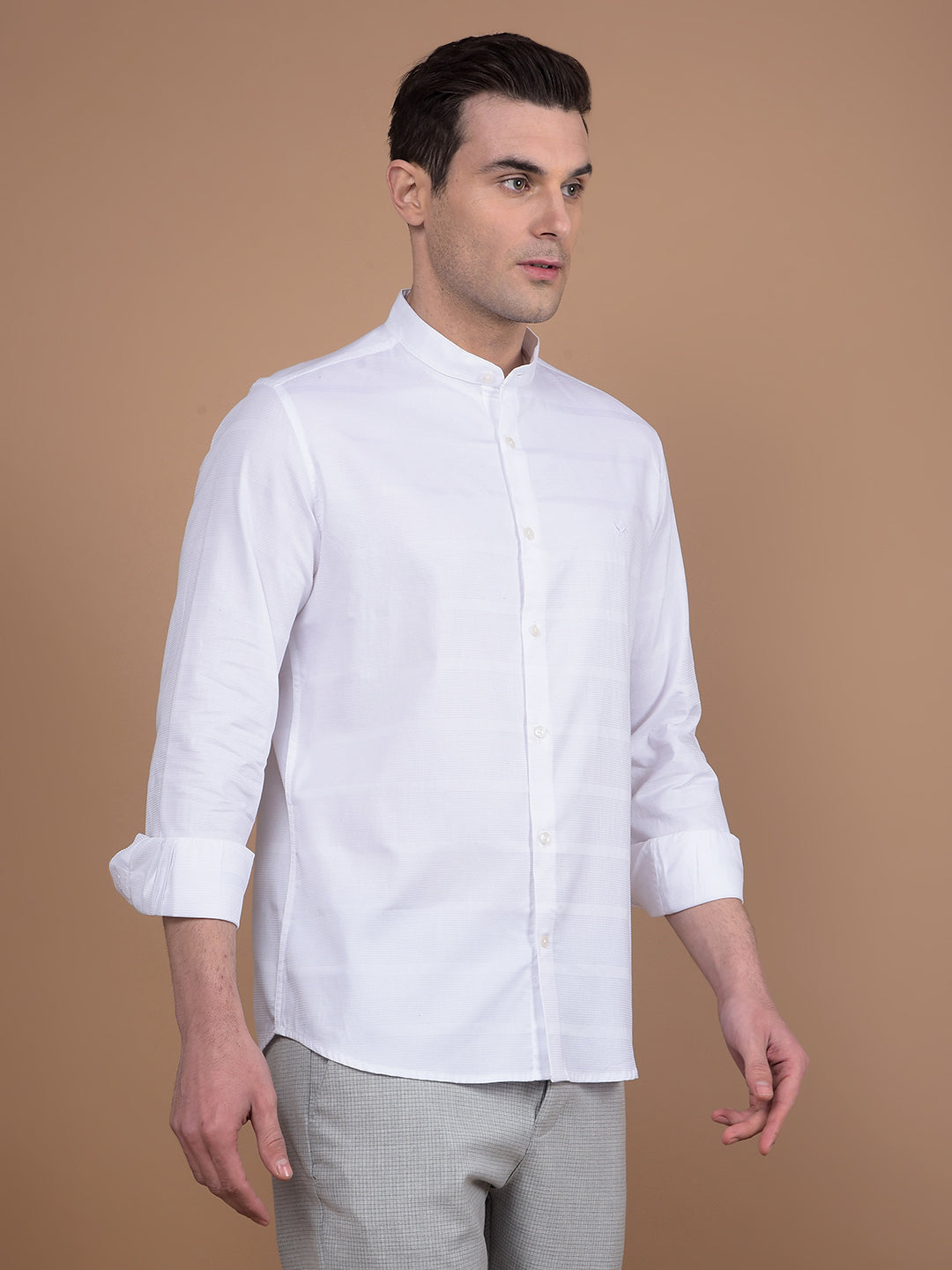 White 100% Cotton Knitted Shirt-Men Shirts-Crimsoune Club