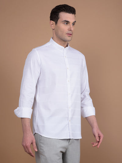 White 100% Cotton Knitted Shirt-Men Shirts-Crimsoune Club