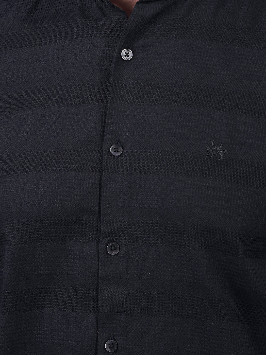 Black Horizontal Stripes 100% Cotton Shirt-Men Shirts-Crimsoune Club