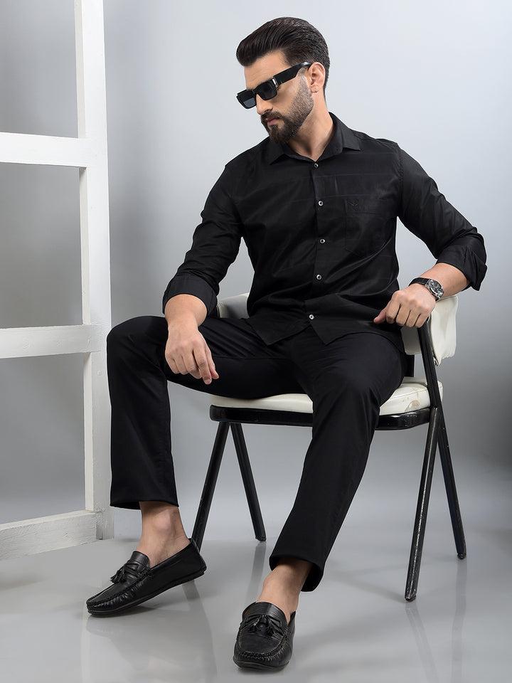 Black Horizontal Stripes Shirt-Men Shirts-Crimsoune Club