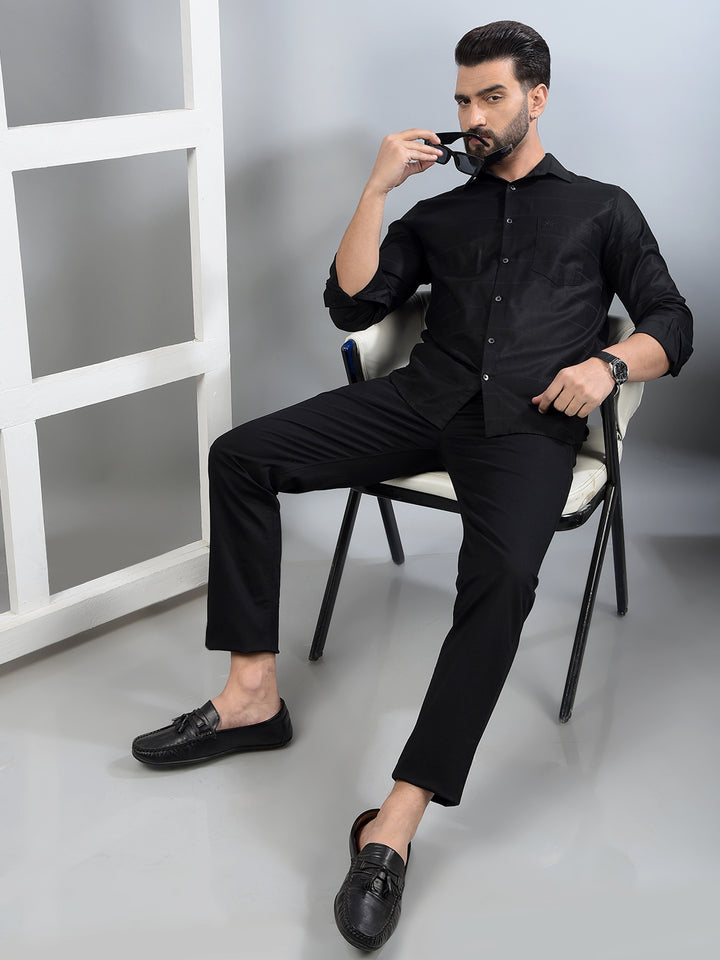 Black Horizontal Stripes Shirt-Men Shirts-Crimsoune Club