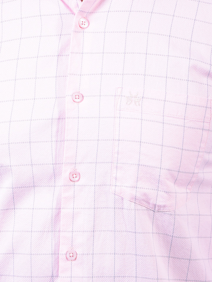 Pink Checked 100% Cotton Shirt-Men Shirts-Crimsoune Club