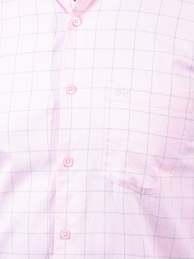 Pink Checked 100% Cotton Shirt-Men Shirts-Crimsoune Club