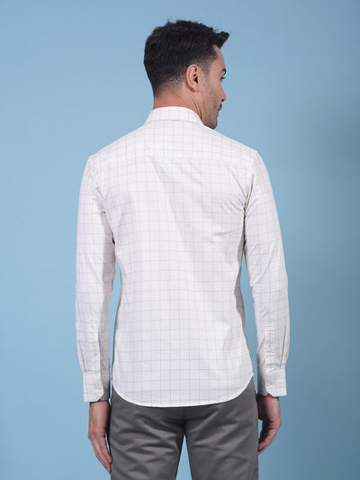 Cream Checked 100% Cotton Shirt-Men Shirts-Crimsoune Club
