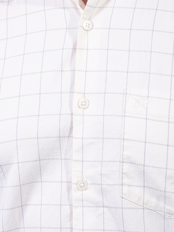 Cream Checked 100% Cotton Shirt-Men Shirts-Crimsoune Club