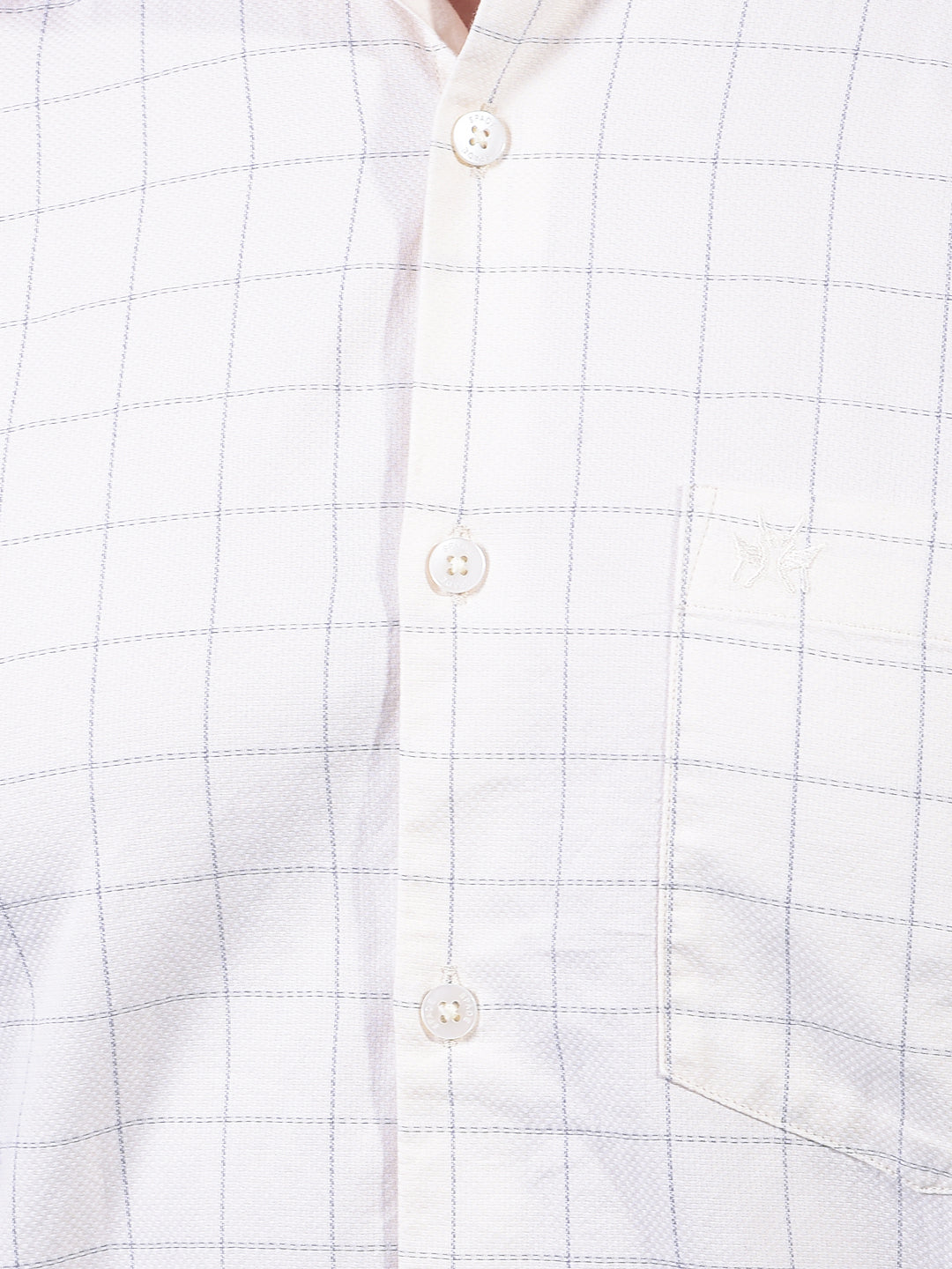 Cream Checked 100% Cotton Shirt-Men Shirts-Crimsoune Club