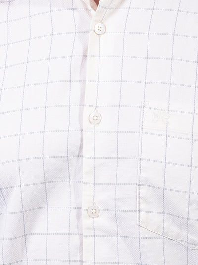 Cream Checked 100% Cotton Shirt-Men Shirts-Crimsoune Club