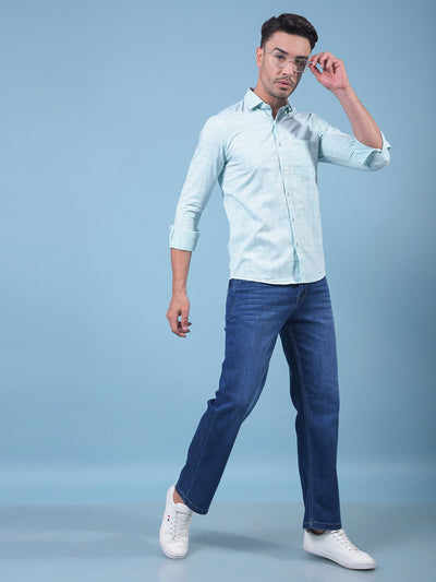 Green Checked 100% Cotton Shirt-Men Shirts-Crimsoune Club