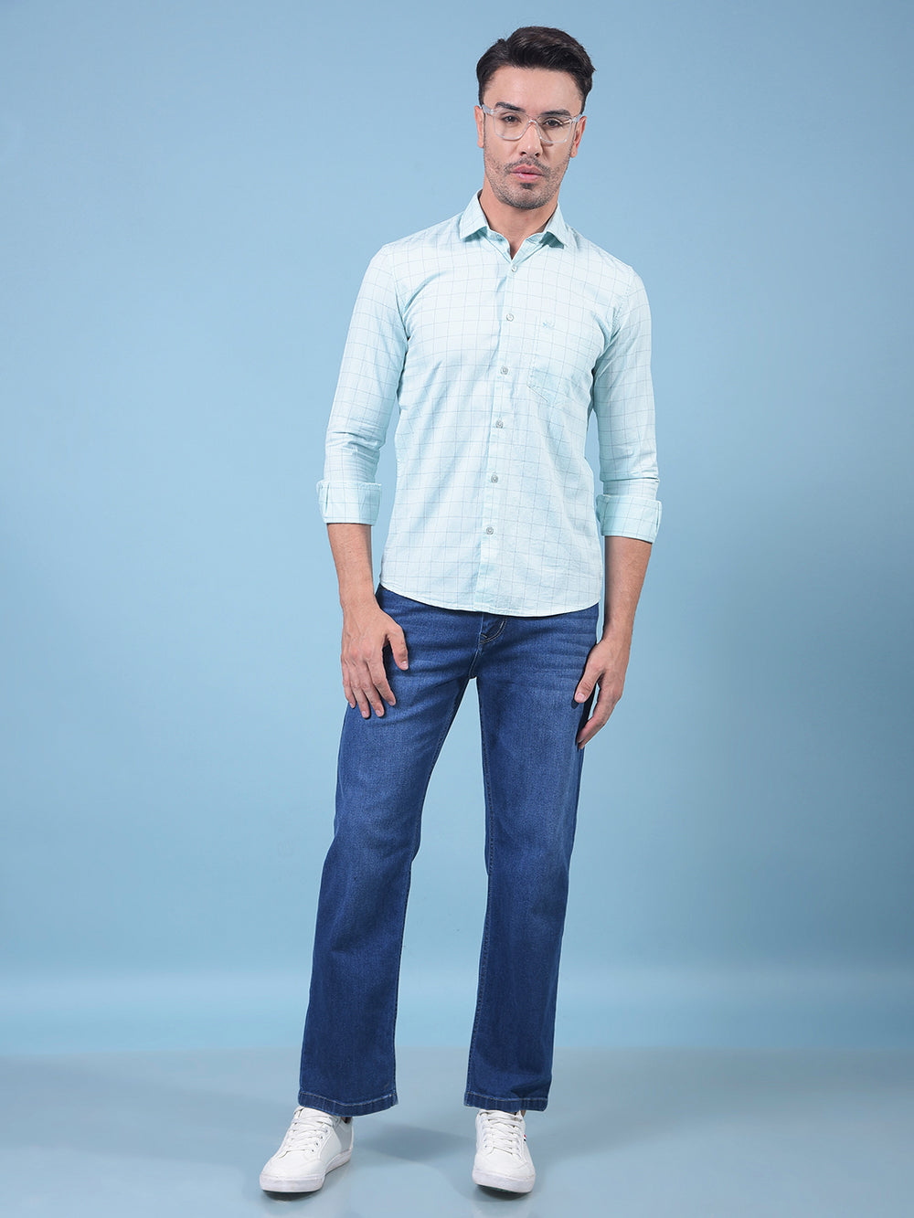 Green Checked 100% Cotton Shirt-Men Shirts-Crimsoune Club