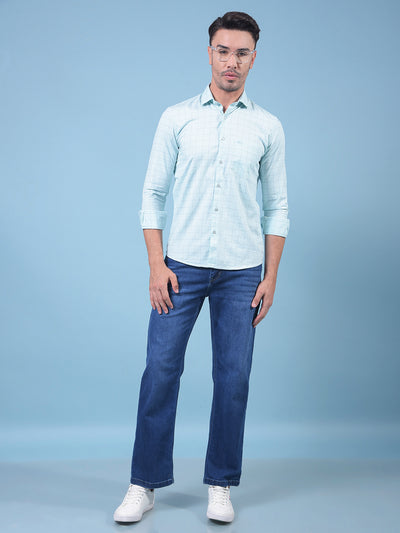 Green Checked 100% Cotton Shirt-Men Shirts-Crimsoune Club