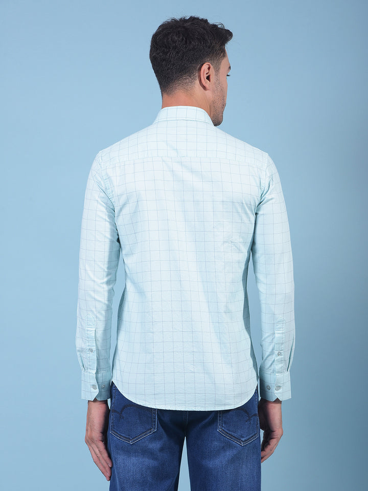 Green Checked 100% Cotton Shirt-Men Shirts-Crimsoune Club
