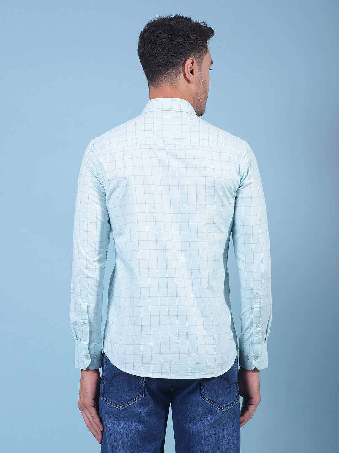 Green Checked 100% Cotton Shirt-Men Shirts-Crimsoune Club