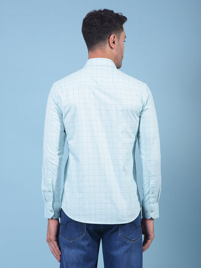 Green Checked 100% Cotton Shirt-Men Shirts-Crimsoune Club