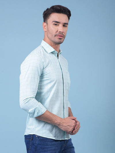 Green Checked 100% Cotton Shirt-Men Shirts-Crimsoune Club