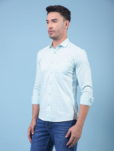 Green Checked 100% Cotton Shirt-Men Shirts-Crimsoune Club