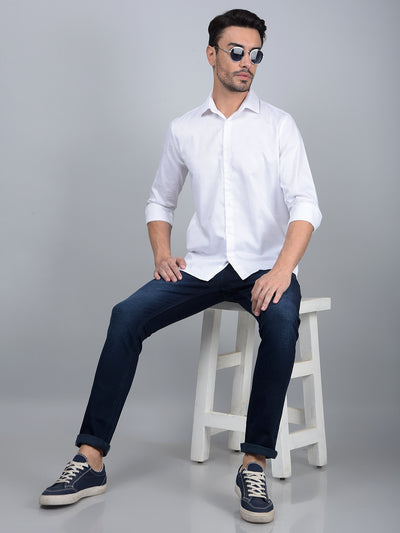 White Embroidered 100% Cotton Shirt-Men Shirts-Crimsoune Club