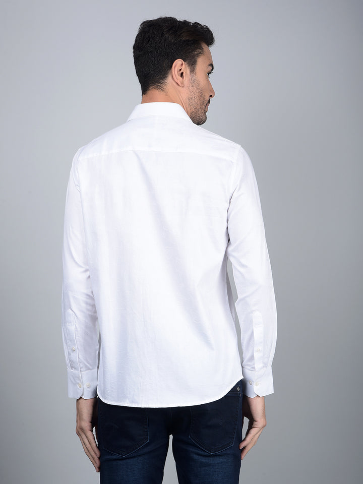 White Embroidered 100% Cotton Shirt-Men Shirts-Crimsoune Club