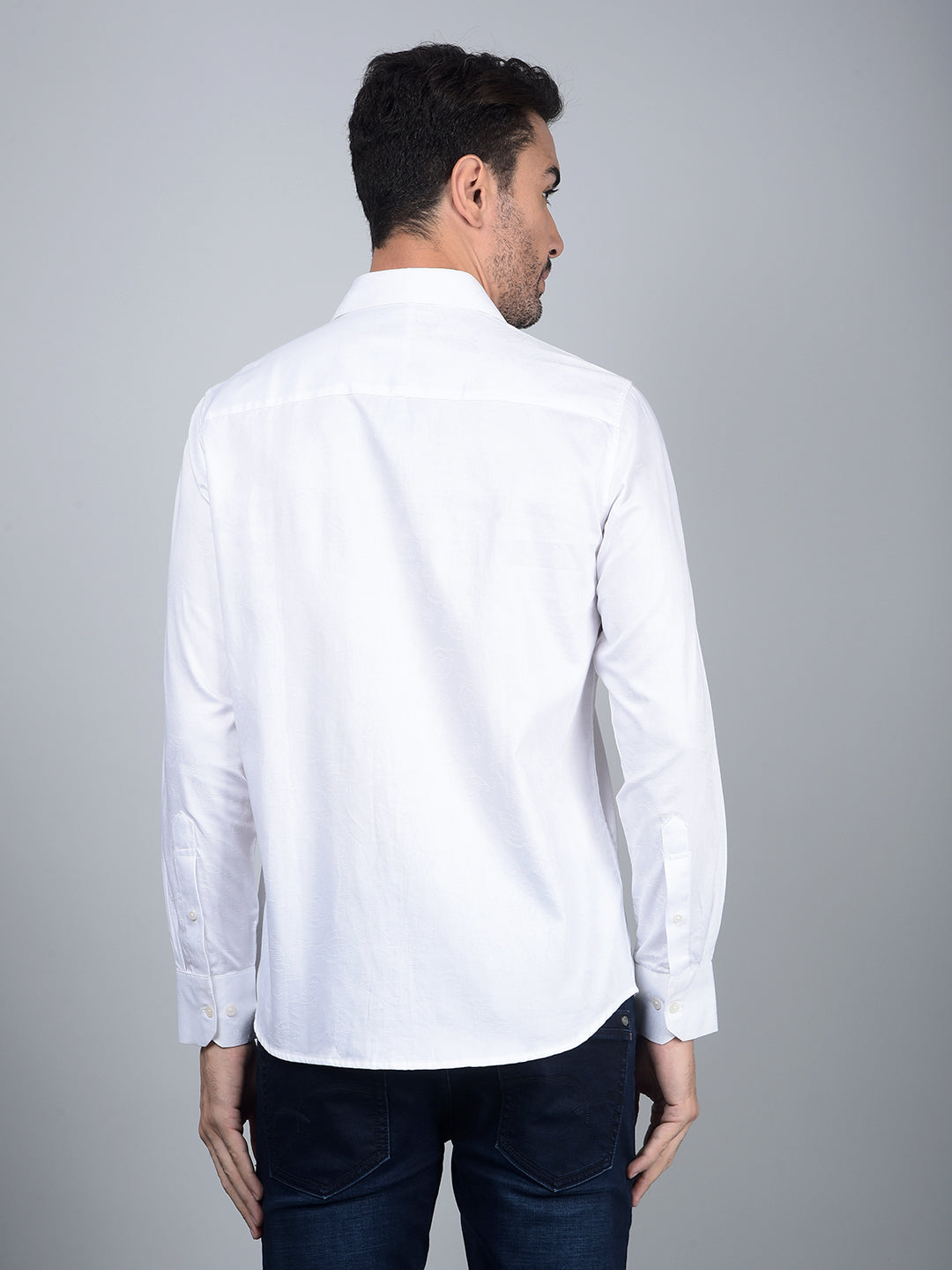 White Embroidered 100% Cotton Shirt-Men Shirts-Crimsoune Club