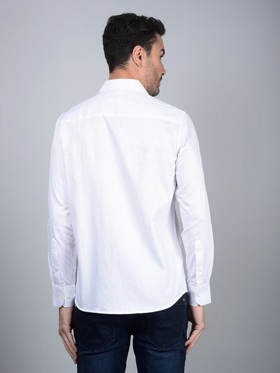 White Embroidered 100% Cotton Shirt-Men Shirts-Crimsoune Club
