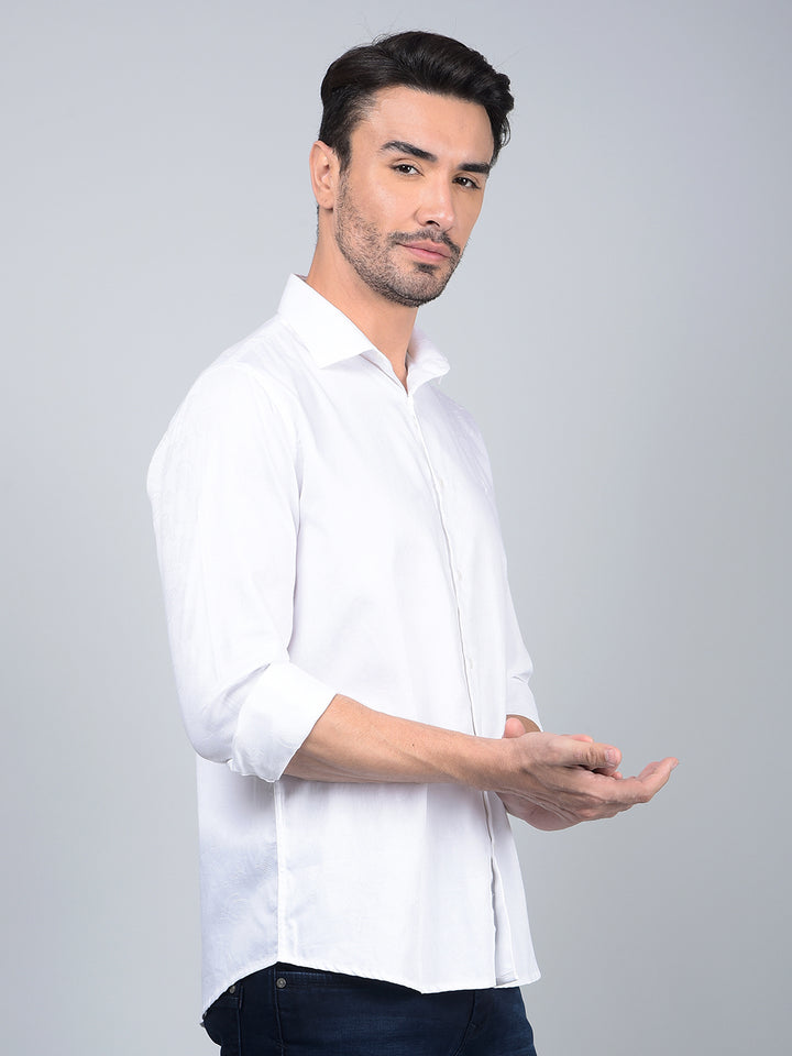 White Embroidered 100% Cotton Shirt-Men Shirts-Crimsoune Club