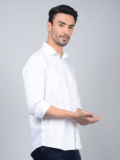 White Embroidered 100% Cotton Shirt-Men Shirts-Crimsoune Club