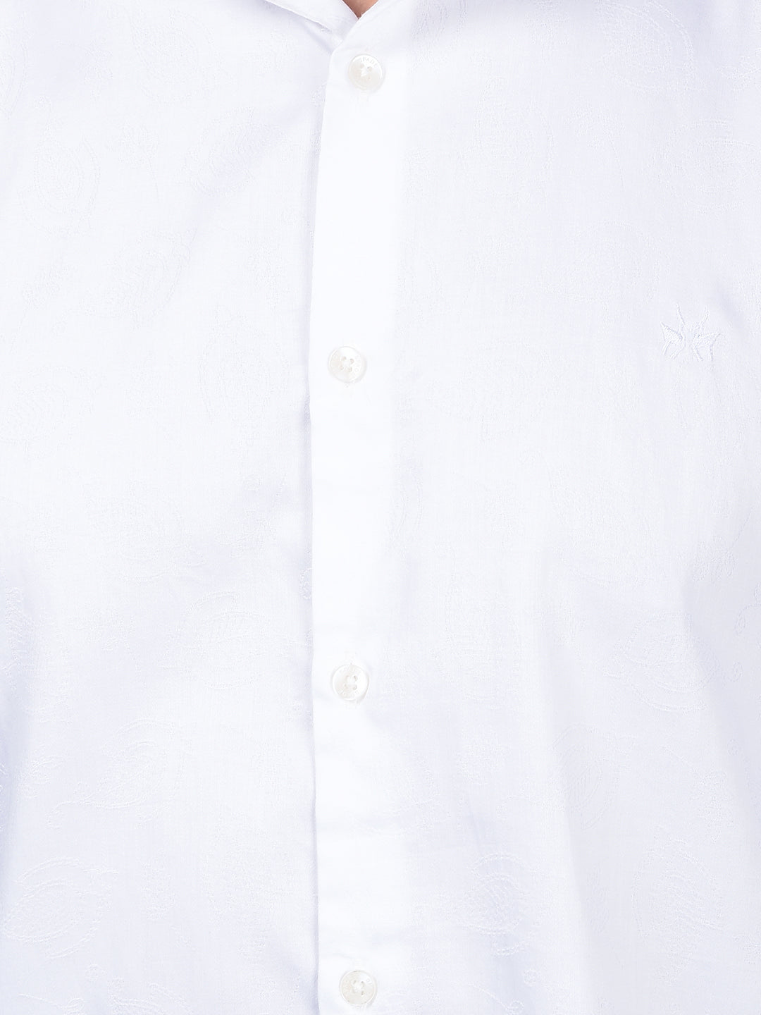 White Embroidered 100% Cotton Shirt-Men Shirts-Crimsoune Club