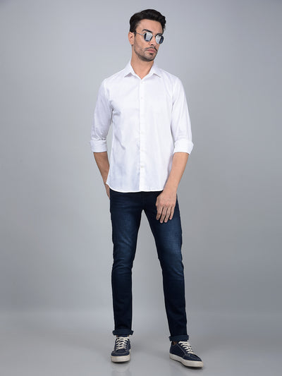 White Embroidered 100% Cotton Shirt-Men Shirts-Crimsoune Club