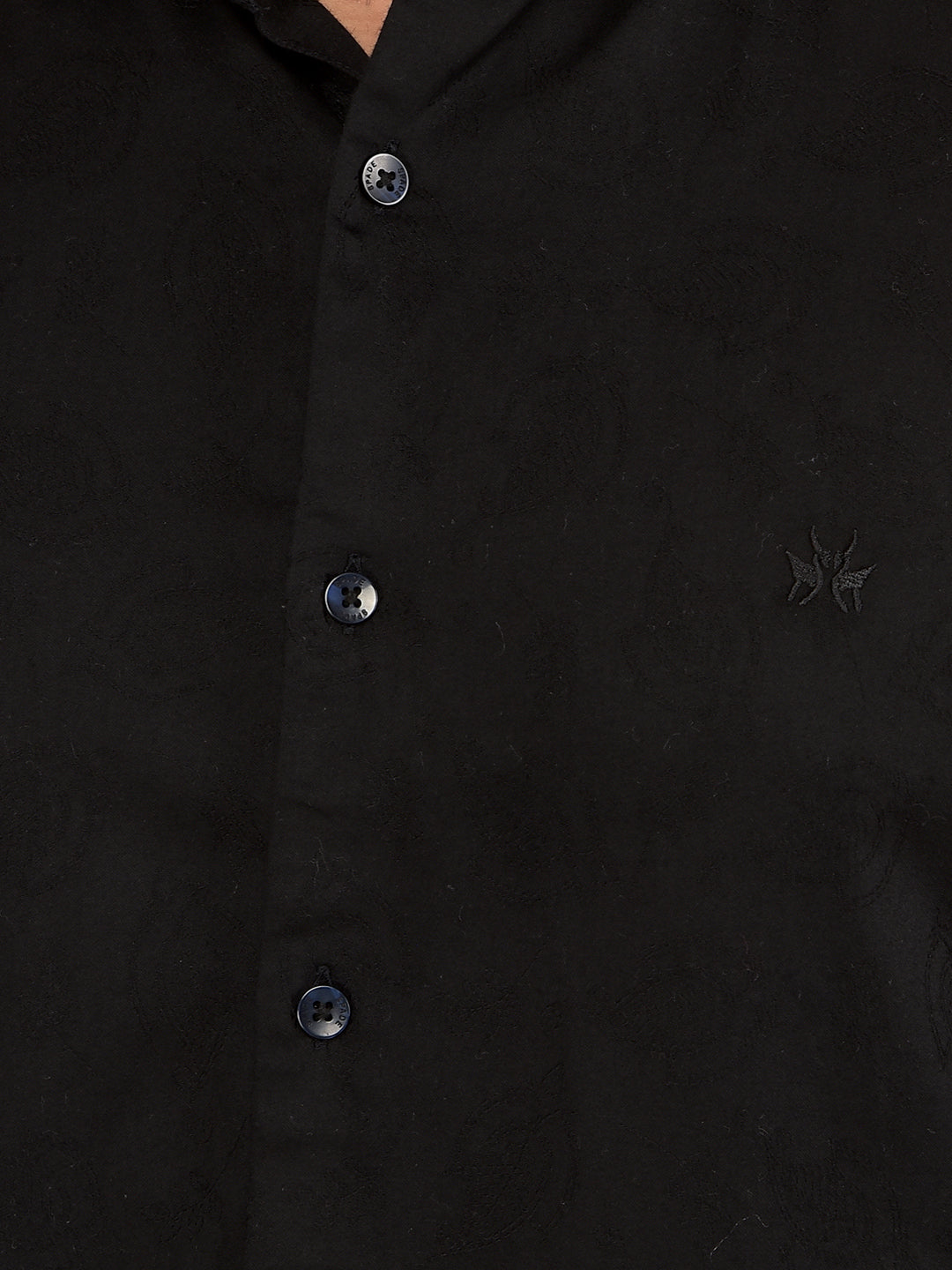 Black Embroidered 100% Cotton Shirt-Men Shirts-Crimsoune Club