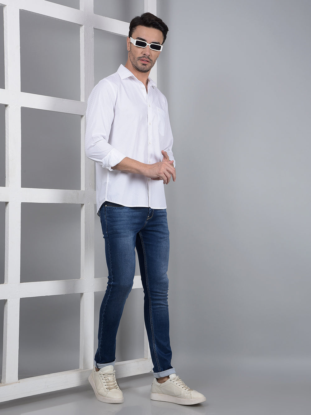 White Printed 100% Cotton Shirt-Men Shirts-Crimsoune Club