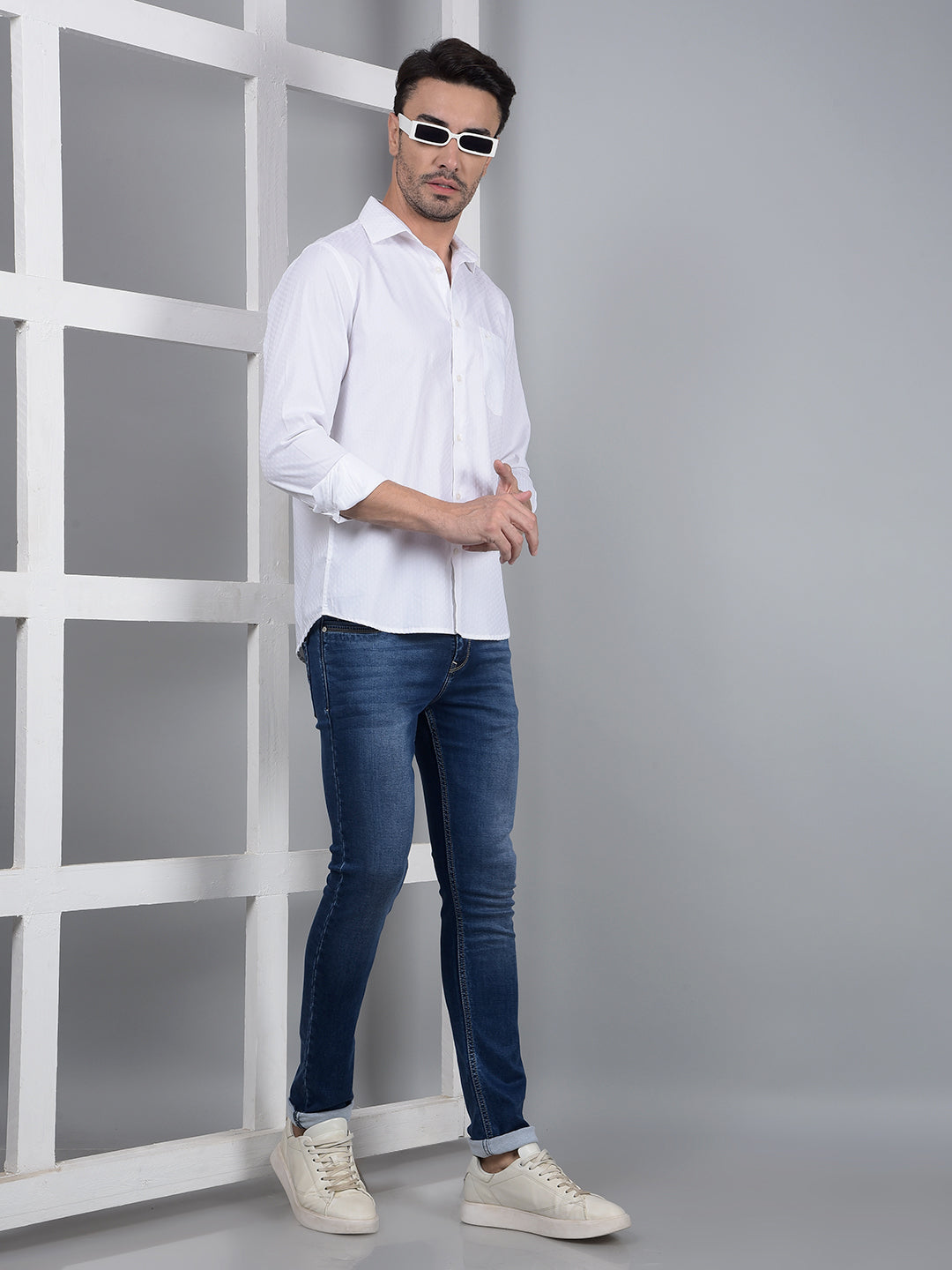 White Printed 100% Cotton Shirt-Men Shirts-Crimsoune Club