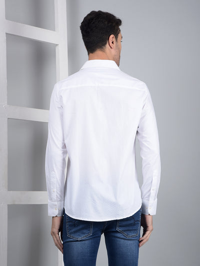 White Printed 100% Cotton Shirt-Men Shirts-Crimsoune Club