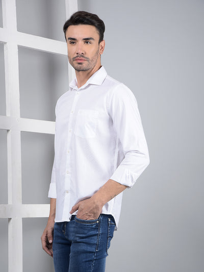 White Printed 100% Cotton Shirt-Men Shirts-Crimsoune Club
