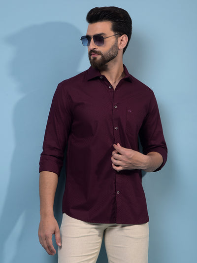 Men's Maroon Printed 100% Cotton Shirt-Men Shirts-Crimsoune Club
