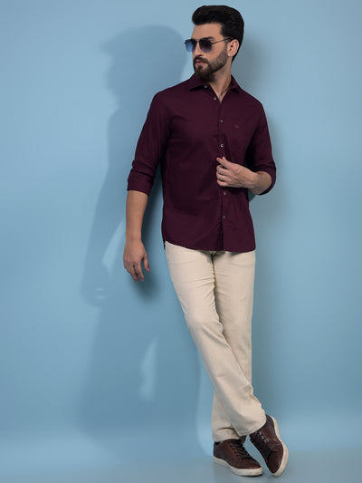 Men's Maroon Printed 100% Cotton Shirt-Men Shirts-Crimsoune Club