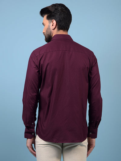 Men's Maroon Printed 100% Cotton Shirt-Men Shirts-Crimsoune Club