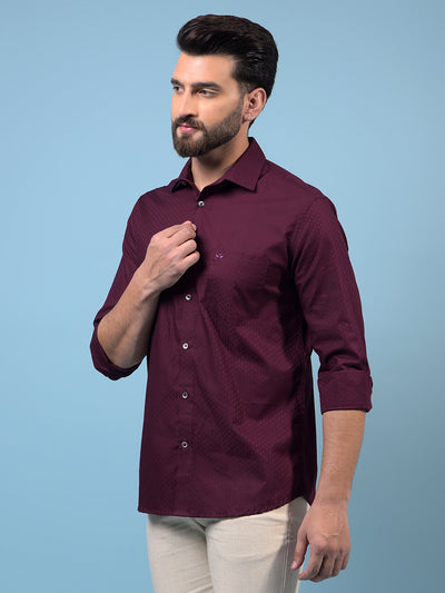 Men's Maroon Printed 100% Cotton Shirt-Men Shirts-Crimsoune Club