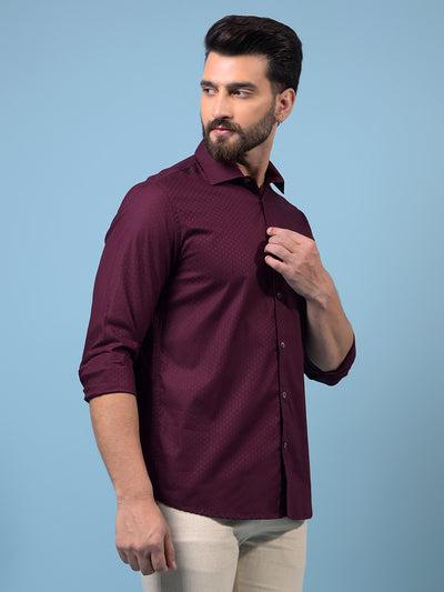 Men's Maroon Printed 100% Cotton Shirt-Men Shirts-Crimsoune Club