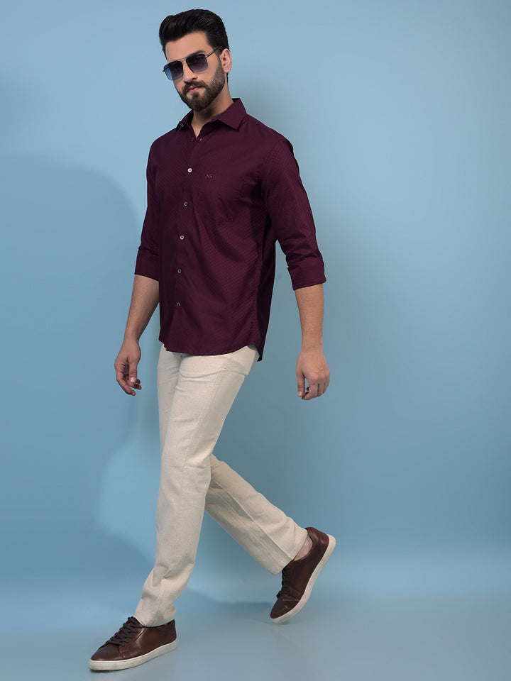 Men's Maroon Printed 100% Cotton Shirt-Men Shirts-Crimsoune Club