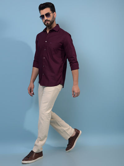 Men's Maroon Printed 100% Cotton Shirt-Men Shirts-Crimsoune Club