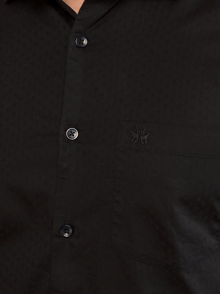 Black Printed 100% Cotton Shirt-Men Shirts-Crimsoune Club