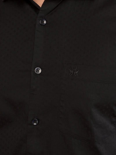 Black Printed 100% Cotton Shirt-Men Shirts-Crimsoune Club