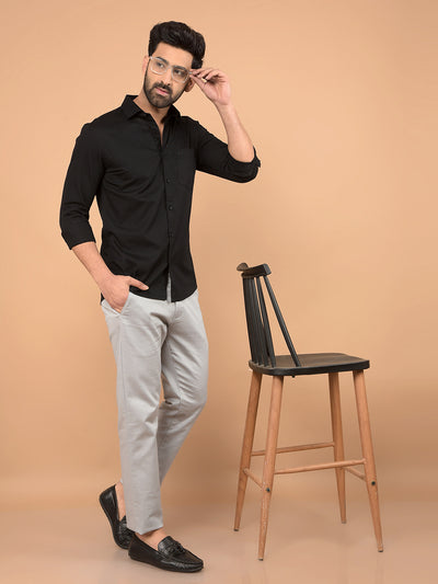 Black Printed 100% Cotton Shirt-Men Shirts-Crimsoune Club