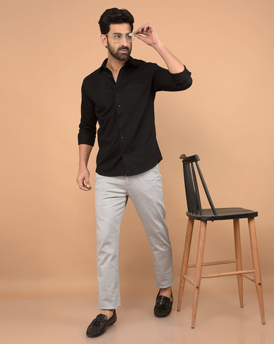 Black Printed 100% Cotton Shirt-Men Shirts-Crimsoune Club